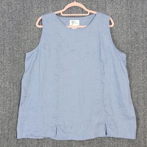 Andrea Jovine Pale Blue Sleeveless Linen-Blend Shell
